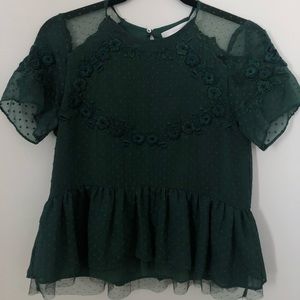 Green peplum blouse